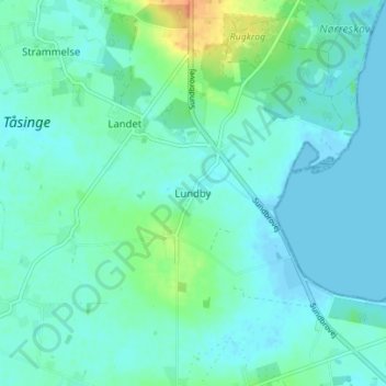Topografisk kort Lundby, højde, terræn