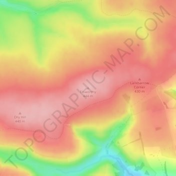 Topografisk kort Elsworthy, højde, terræn
