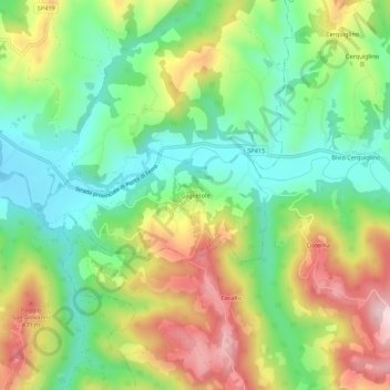 Topografisk kort Gaglietole, højde, terræn
