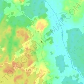 Topografisk kort Ås, højde, terræn