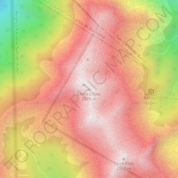 Topografisk kort Cerro López, højde, terræn