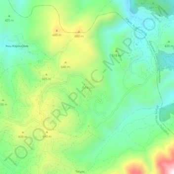 Topografisk kort Aski, højde, terræn