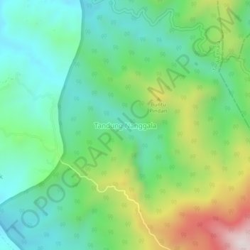 Topografisk kort Tandung Nanggala, højde, terræn