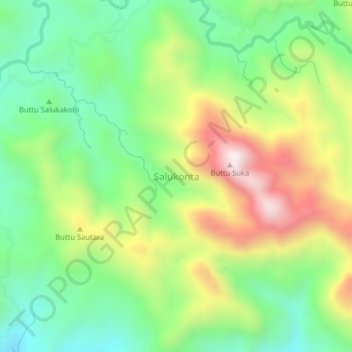 Topografisk kort Salukonta, højde, terræn