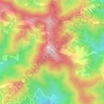 Topografisk kort Monte Guffone, højde, terræn