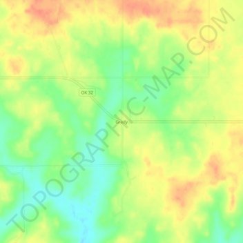Topografisk kort Grady, højde, terræn