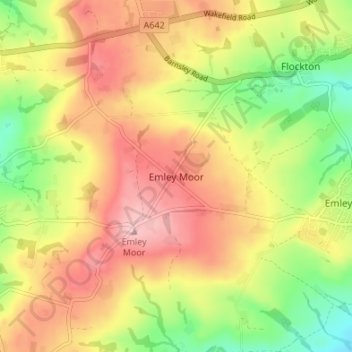 Topografisk kort Emley Moor, højde, terræn