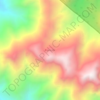 Topografisk kort Rantobi, højde, terræn