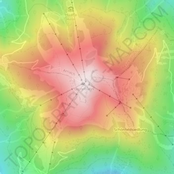 Topografisk kort Gerlitzen, højde, terræn