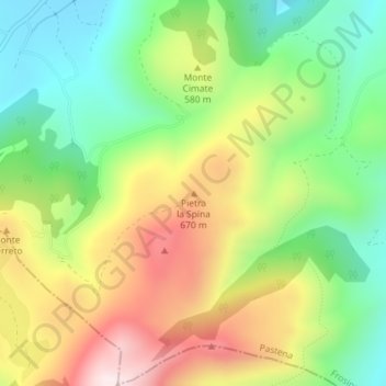 Topografisk kort Pietra la Spina, højde, terræn