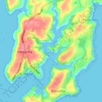 Topografisk kort Percuil, højde, terræn