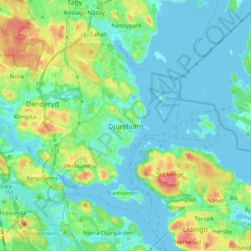 Topografisk kort Djursholm, højde, terræn