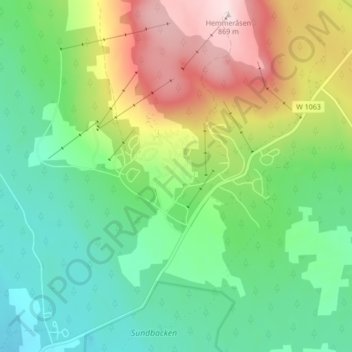 Topografisk kort Himmelfjäll, højde, terræn