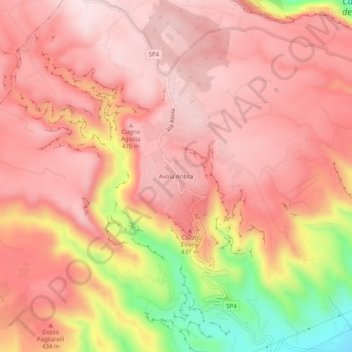 Topografisk kort Avola Antica, højde, terræn