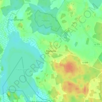 Topografisk kort Fläckebo, højde, terræn