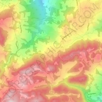 Topografisk kort Tolè, højde, terræn