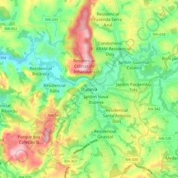 Topografisk kort Itupeva, højde, terræn