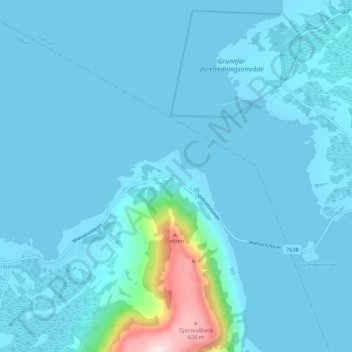 Topografisk kort Delp, højde, terræn