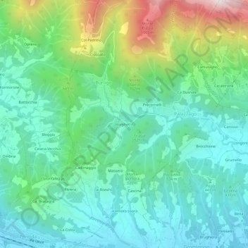 Topografisk kort Borghetto, højde, terræn