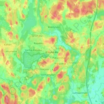 Topografisk kort Klaukkala, højde, terræn