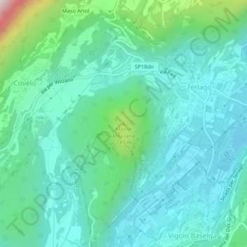 Topografisk kort Monte Mezzana, højde, terræn