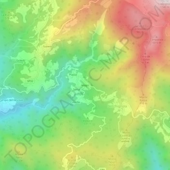 Topografisk kort Veppo, højde, terræn