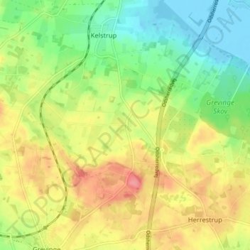 Topografisk kort Sneglerup, højde, terræn
