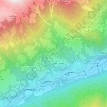 Topografisk kort Stieflberg, højde, terræn