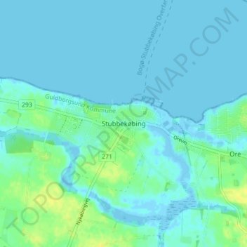 Topografisk kort Stubbekøbing, højde, terræn