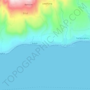 Topografisk kort Terong, højde, terræn