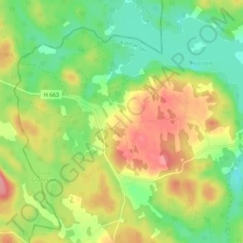 Topografisk kort Dala, højde, terræn