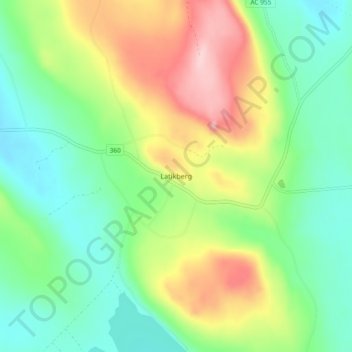 Topografisk kort Latikberg, højde, terræn