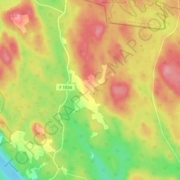 Topografisk kort Kongseryd, højde, terræn