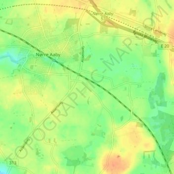 Topografisk kort Byllerup, højde, terræn