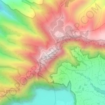 Topografisk kort Penanjakan, højde, terræn
