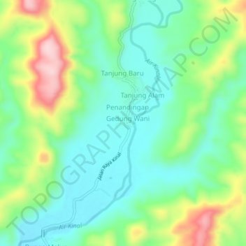 Topografisk kort Jawi, højde, terræn