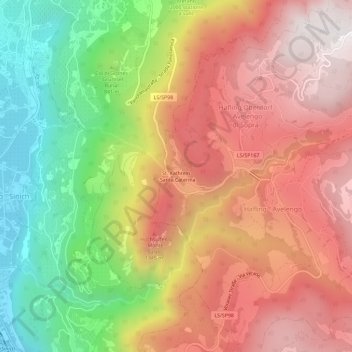 Topografisk kort Santa Caterina, højde, terræn