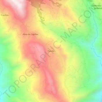 Topografisk kort Punilla, højde, terræn