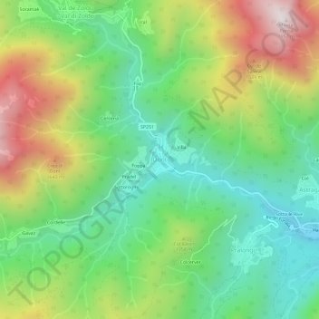 Topografisk kort Dont, højde, terræn