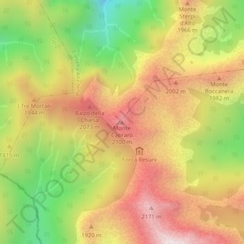 Topografisk kort Monte Capraro, højde, terræn