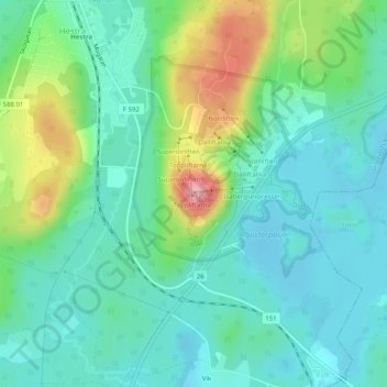 Topografisk kort Isaberg, højde, terræn
