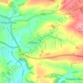Topografisk kort Shipton Oliffe, højde, terræn