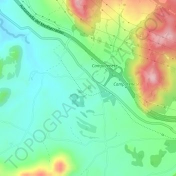 Topografisk kort Campo Tenese, højde, terræn
