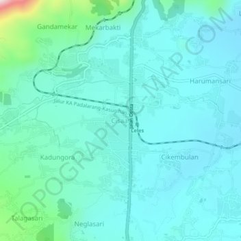 Topografisk kort Cisaat, højde, terræn