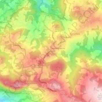 Topografisk kort Zocchetta, højde, terræn