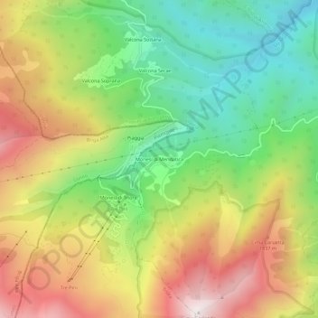 Topografisk kort Mònesi di Mendatica, højde, terræn