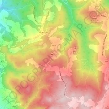 Topografisk kort Marrado, højde, terræn