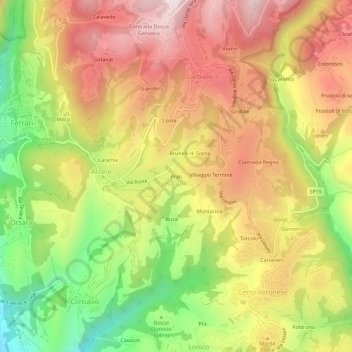 Topografisk kort Prati, højde, terræn