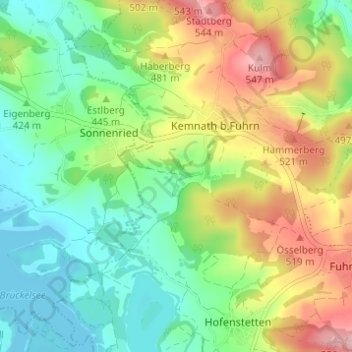 Topografisk kort Büchlhof, højde, terræn