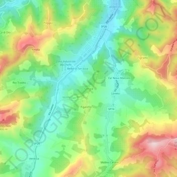 Topografisk kort Gorizia, højde, terræn